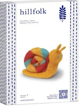Needle Felting Kit - Colorful Snail NWT. Wool Sculpting, Fiber Arts